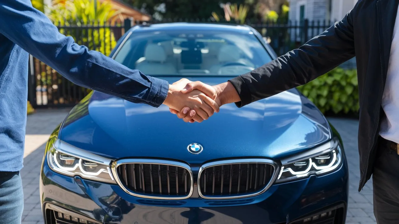 Two people shaking hands over a private car sale in Washington State