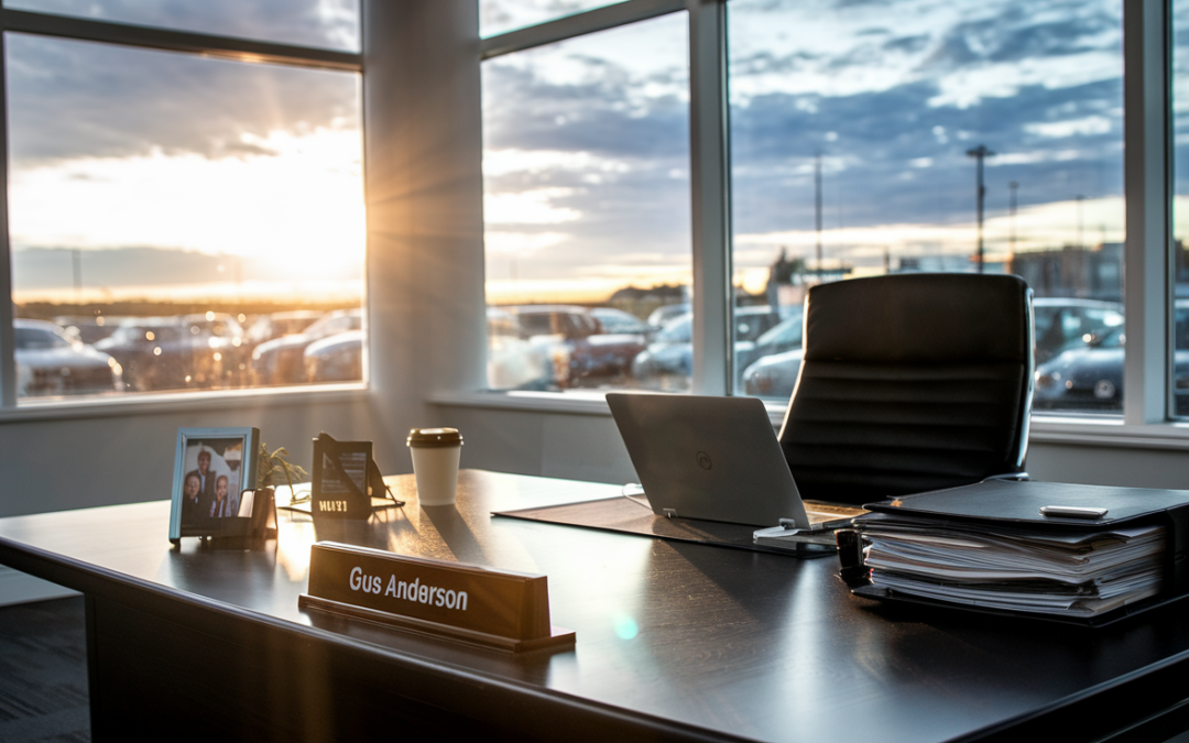 Car salesperson's desk at dawn, showing the human side of automotive sales