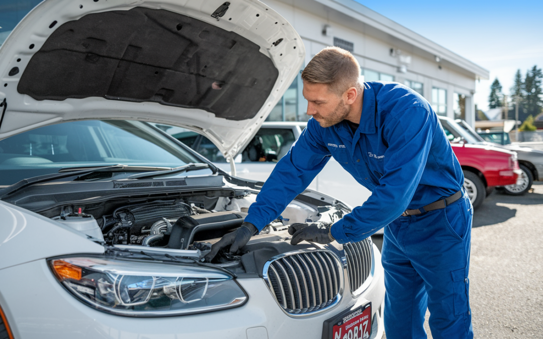 Professional mechanic performing mobile used car inspection in Spokane for out-of-state buyer