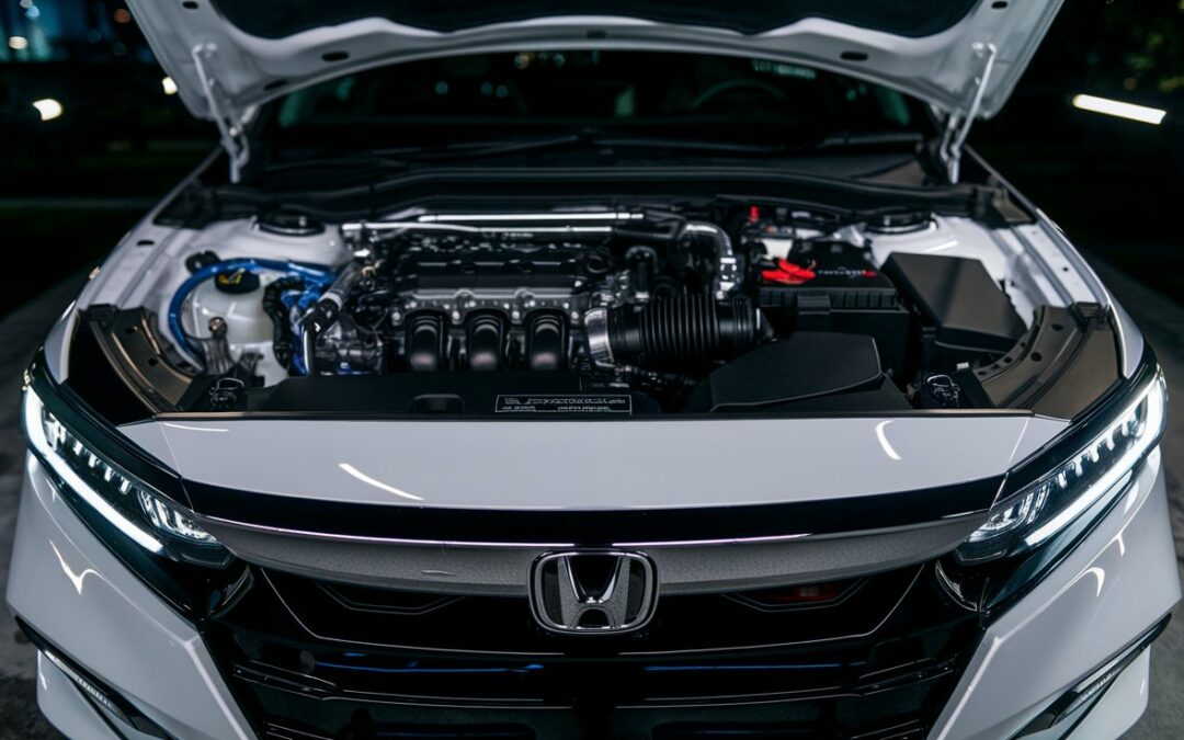 Suspiciously clean and glossy car engine bay